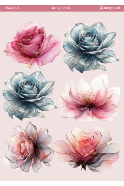 MirayDesign 1 αυτοκόλλητο με θέμα τα λουλούδια – 12x17 εκ. για άλμηστρο, ημερ...