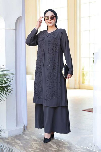 N.S NEVA STYLE Χάντρες Κεντημένο Καπνιστό Hijab Abaya 29121FU