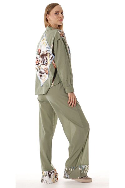 Rojbin Fırat Butik Sch-Women's Patterned Shirt & Trousers Set – Summer Combination