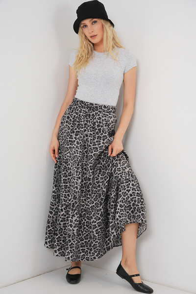 Bigdart Women's Patterned Long Skirt 8053 - Anthracite