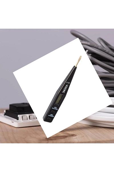 OEM Electronic AC/DC voltage tester, LCD display, 12-250V, VT-1, 3mm straight tip, 13103, black