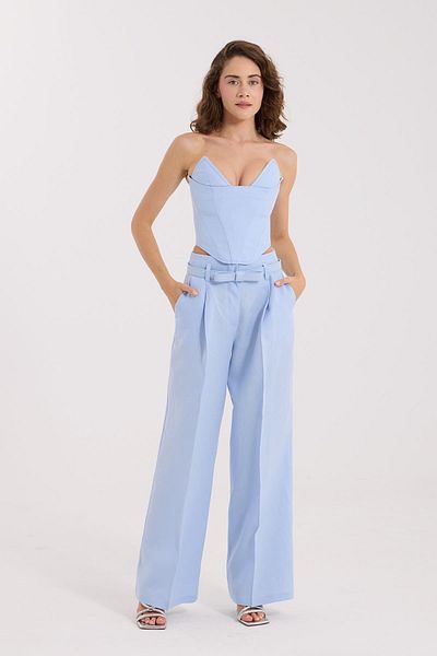 NOK İSTANBUL 100% Linen Kate Trousers Baby Blue