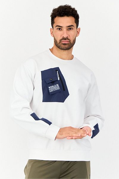 Giordano G-Motion Men Sportswear Fit Long Sleeves Outdoor Sweatshirt, White
