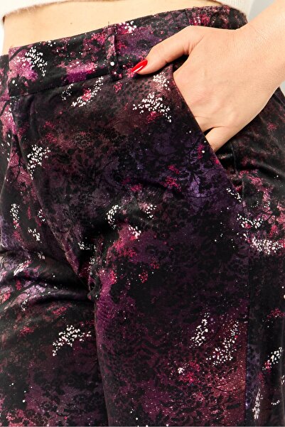 Scotch & Soda Women Regular Fit Allover Print Flare Pants, Dark Purple