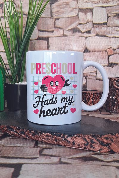 giftkonsept Preschool Teacher Hads My Heart Printed Preschool Kindergarten Gift Printed Mug Cup