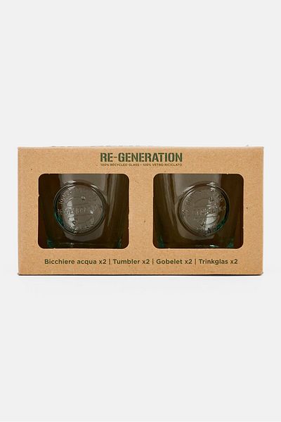 RE-GENERATION 2 Pieces Recycled Juice Glass 220 ml, Transparent