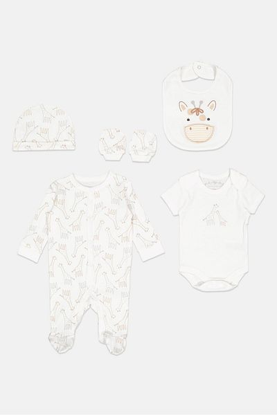 Rock A Bye Baby Boutique Toddlers Boy 5 Pcs Allover Print Gift Set, Multicolor