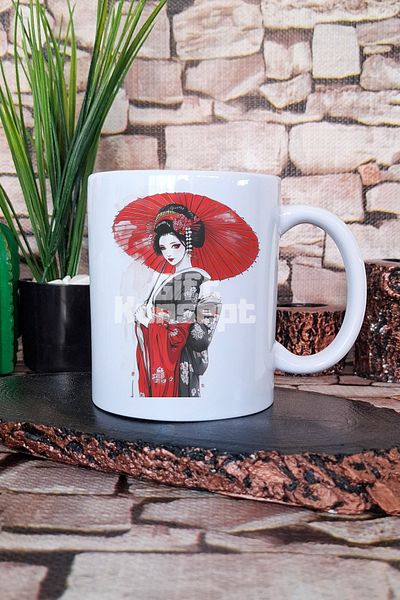 giftkonsept Japanese Girl Kimono 3 Printed Anime Style Traditional Garment Gift Printed Mug Cup