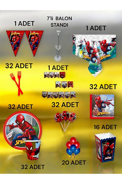 VibeHome 32 Person Spiderman Themed 2XL Package - Birthday Party and Fun Events
