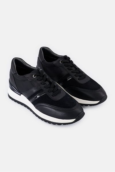 Geox Women D DESYA Lace Up Sneaker, Black
