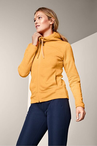 Tchibo Women Long Sleeve Hooded Sweatshirt, Heathered Saffron Yellow