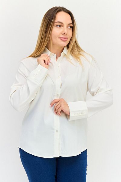 Bebe Women Regular Fit Solid Long Sleeves Shirt, Off white