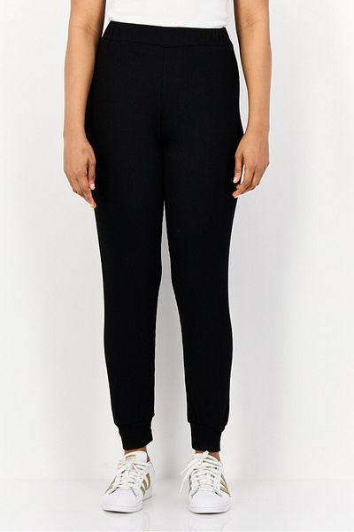 Brave Soul Women Regular Fit Textured Jogger Pants, Black
