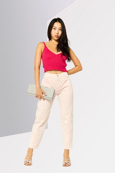 Stella McCartney Women Regular Fit Washed Stretchable Denim Jeans, Light Pink
