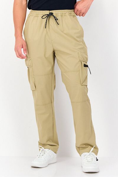 CELIO Men Regular Fit Solid Cargo Pants, Khaki