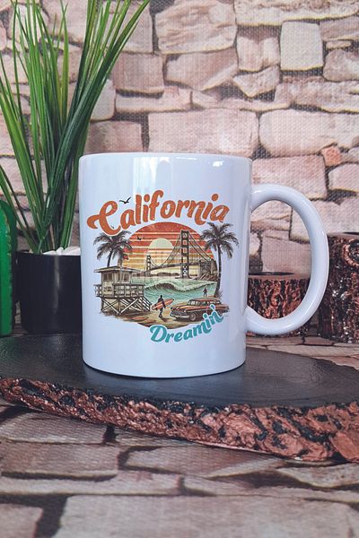 giftkonsept California Summer Trip Printed Summer Vacation Trip Theme Gift Printed Mug Cup