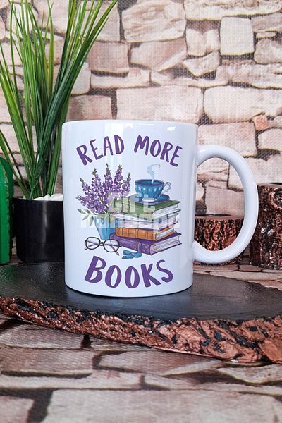giftkonsept Read More Books Written Book Reading Encouragement Motto Gift Printed Tea Coffee Presentation Mug Cup