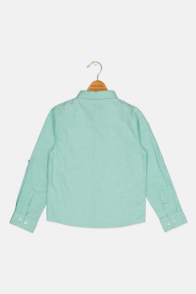 Dkny Kids Boy Regular Fit Solid Long Sleeves Casual Shirt, Green