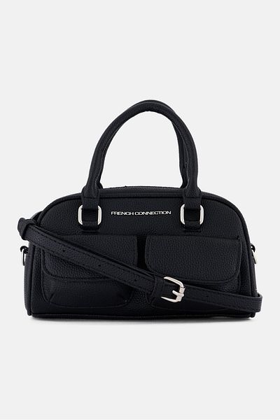 French Connection Women Brand Logo Satchel Bag, Black
