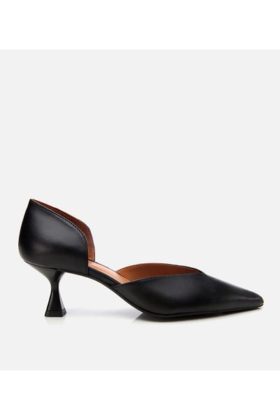 Hotiç Women's Leather Black Thin Heeled Stiletto