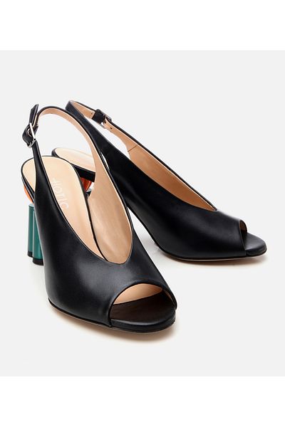 Hotiç Women's Leather Black Thick Heeled Shoes