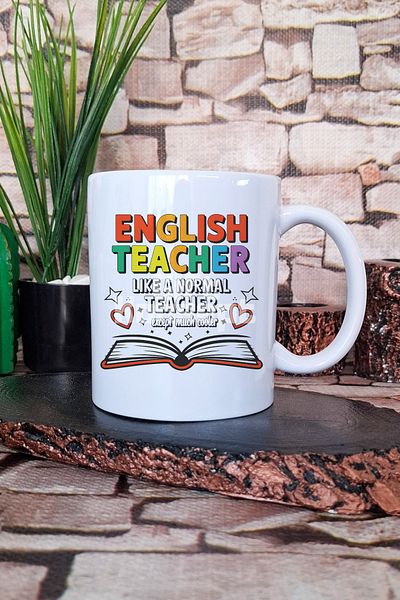 giftkonsept English Teacher Cooler Printed Funny English Teacher Gift Printed Mug Cup