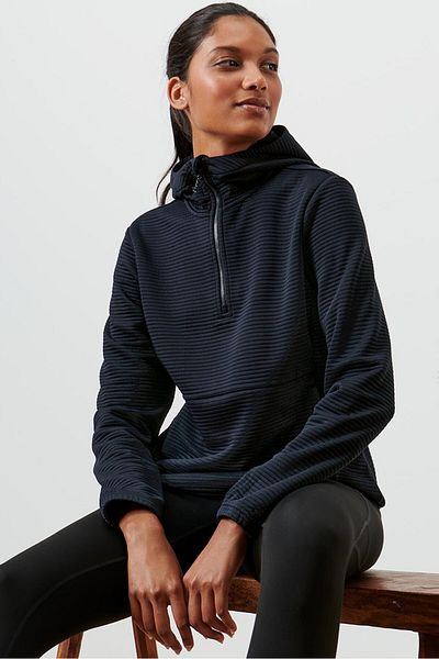 Tchibo Women Hooded Textured Long Sleeves Sweatshirt, Navy