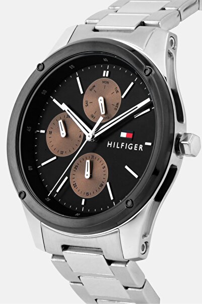 Tommy Hilfiger Men 1710534 Chronograph Quartz Watches 44 mm, Silver/Black