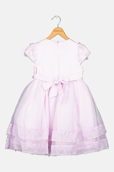 Willow & Whistle Kids Girl Textured Partywear Dress, Purple
