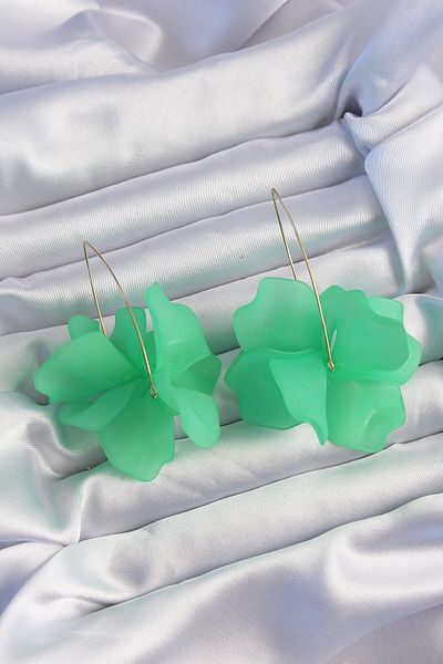 MBB ETİCARET Brass Green Colored Flora Earrings - Tj-Bkp9262