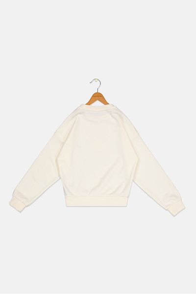 adidas Kids Girl Long Sleeves Graphic Print Outdoor Sweatshirt, Off White