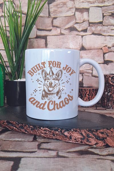 giftkonsept Built for Joy and Chaos Written Funny Dog Gift Printed Tea Coffee Presentation Mug Cup