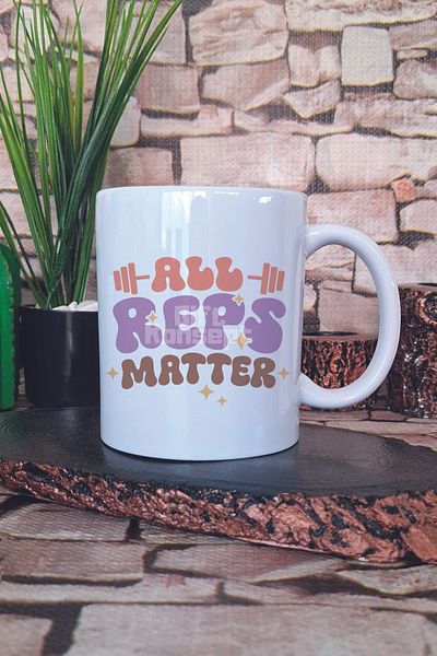 giftkonsept All Reps Matter Written Gym Sports Training Repeat Motivation Gift Printed Mug Cup