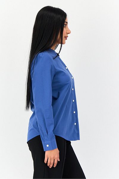Giordano Women Split Neck Plain Long Sleeves Shirt, Dusty Blue