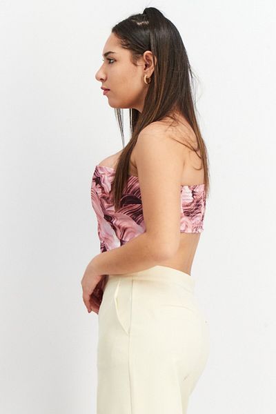 NA-KD Emma Ellingsen x NA-KD Women Straight Across Strapless Abstract Top, Multicolor