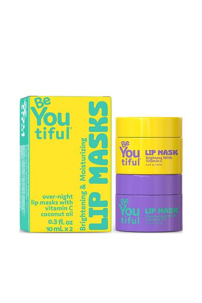 BEYOUTIFUL Set of 2 night lip masks, brightening & hydrating, vitamin C, for teenagers, BeYoutiful, 10 ml x 2
