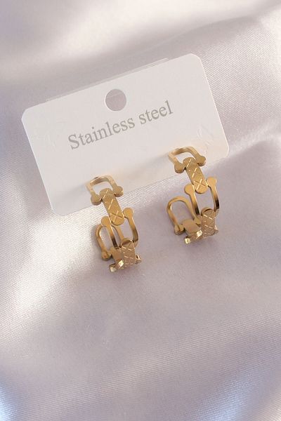 MBB ETİCARET Steel Gold Color Tifanny Chain Model Women's Earrings - TJ-BKP6933