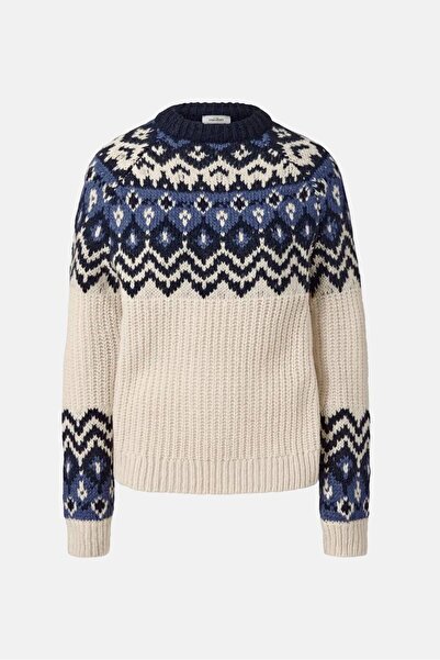 Tchibo Women Crew Neck Knitted Sweater, Beige Combo