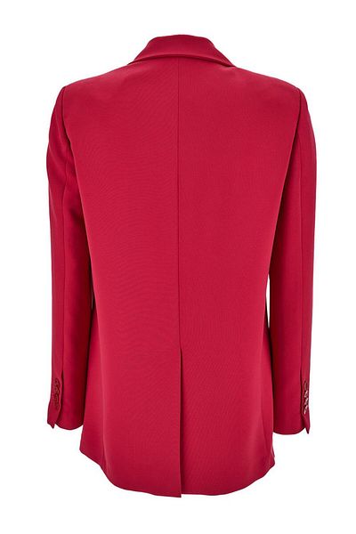 PLAIN Jachetă fuchsia cu două nasturi, rever cu vârf și nasturi tonali din material elastic, femeie