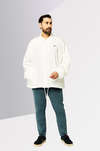 Lacoste Men Embroidered Logo Windbreaker Jacket, White
