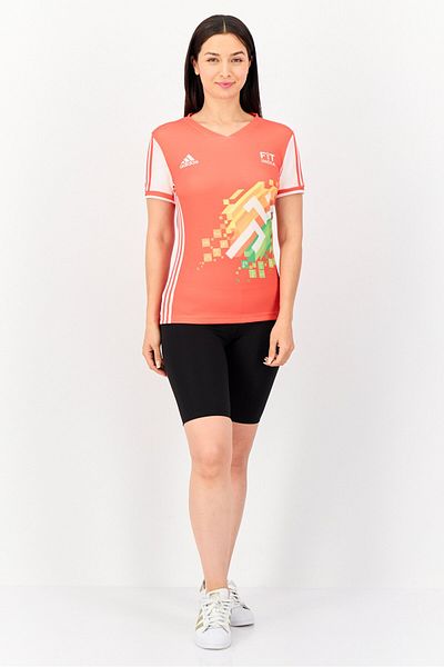adidas Women Sportswear Fit Short Sleeve Fit India Gymnastics Jersey, Multicolor