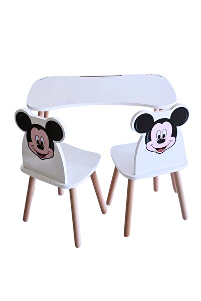LİVA AHŞAP Çocuk Aktivite 1 Masa 2 Sandalye Takımı 4-12 Yaş Mickey Mouse