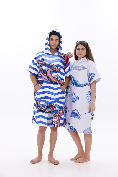 NEPTUNUS SHOP PAMUKLU UNİSEX KAPŞONLU YETİŞKİN PANÇO HAVLU BORNOZ