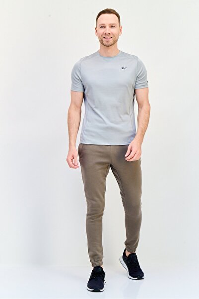 Reebok Men Sportswear Fit Brand Logo Short Sleeves Running T-Shirt, Grey