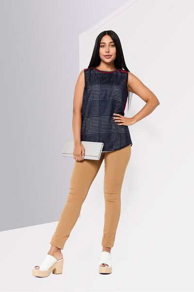 Harmont & Blaine Women Two-Tone Eyelet Tank Top, Multicolor
