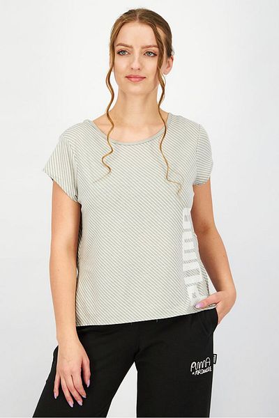 Puma Women Sportswear Fit Short Sleeve Stripe Top, Grey