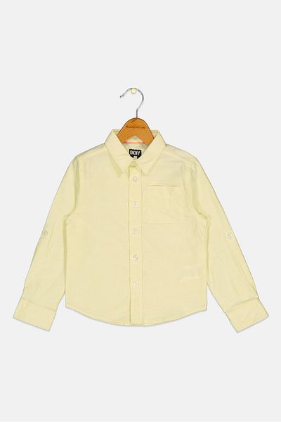 Dkny Toddlers Boy Regular Fit Solid Long Sleeves Casual Shirt, Acid Yellow