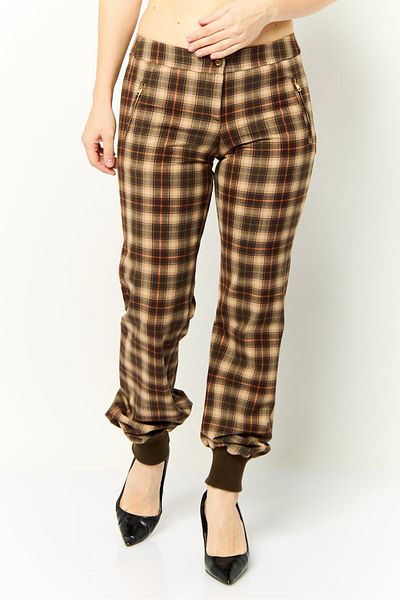 Harmont & Blaine Women Regular Fit Checkered Straight Leg Pants, Multicolor