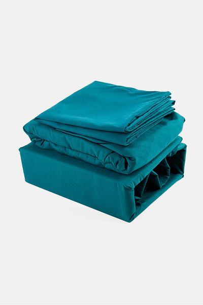 YOTO 3 Pieces Solid Comfortable With Lasting Flat Sheet With Pillow Case Set, Forest Green
