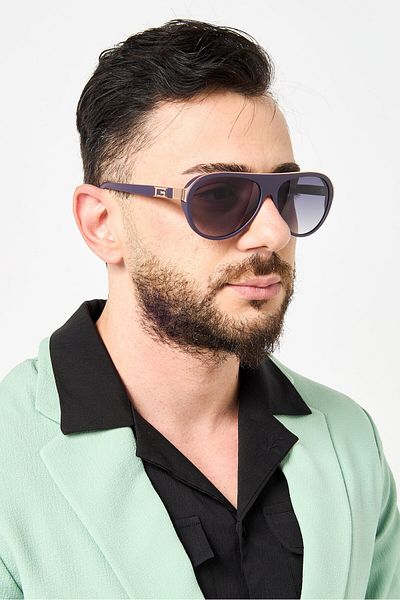 Guess Men GU0012582A60 UV Protected Round Sunglasses, Purple